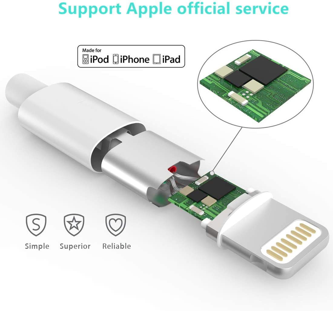 ZCOTU Original Charger [Apple MFi Certified] Lightning to USB Cable  Compatible iPhone Xs/X/8/7/6s/6/6 plus/5s/5/SE,iPad Pro/Air/Mini,iPod  Touch(White 